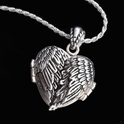 Heart Locket Pendant "Angel Wings"