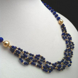 Necklace "Braided Beads" Lapis lazuli and Goldfilled