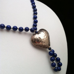 Necklace "Aged Silver Heart" and Lapis lazuli _Beads