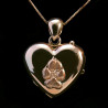 Locket pendant heart shape gold paw pad dog