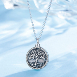 "Arbre en chêne" Pendentif Funéraire argent sterling massif