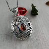 Catherine the Great" garnet locket pendant in sterling silver 925