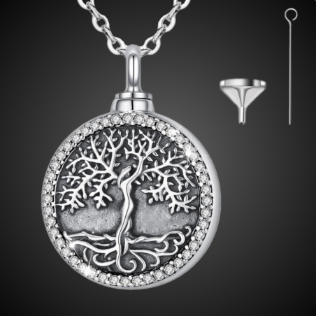 "Arbre en chêne" Pendentif Funéraire argent sterling massif