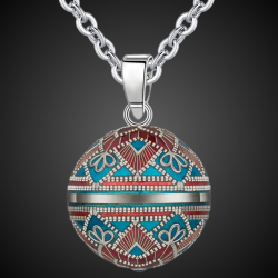 Ethnic angel caller pendant necklace long