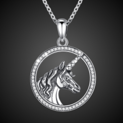 Unicorn pendant with stars in sterling silver 925