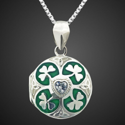 "Shamrock buena suerte" Relicario portafoto plata