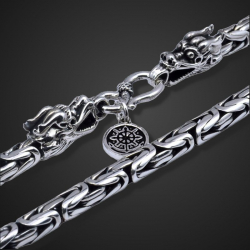 solid silver "Byzantine" or "Borobudur" style chain with an intriguing SQUARE design