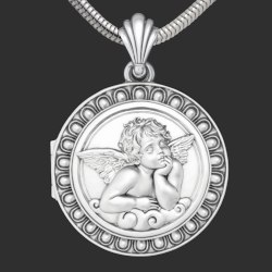 "Ange de Raphaël" pendentif porte-photo en argent sterling 925 massif