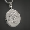 Arbre de vie pendentif médaillon porte photo qui s'ouvre, Pendentif cassolette, reliquaire  en argent, Métal oxydé