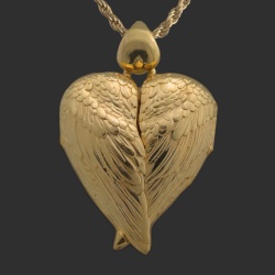 "Ailes de l'archange" Médaillon pendentif Coeur porte photo argent or