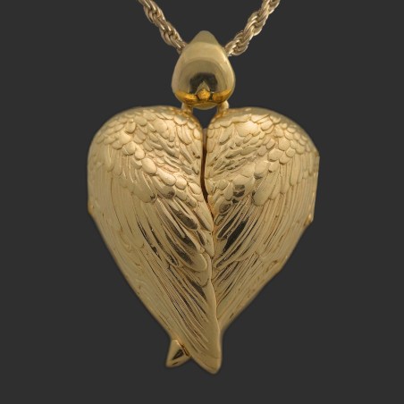 "Ailes de l'archange" Médaillon pendentif Coeur porte photo argent or