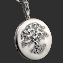 Oxidized Locket pendant "Tree of Life" big size sterling silver