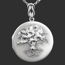 Arbre de vie pendentif médaillon porte photo qui s'ouvre, Pendentif cassolette, reliquaire  en argent, Métal oxydé