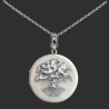 Arbre de vie pendentif médaillon porte photo qui s'ouvre, Pendentif cassolette, reliquaire  en argent, Métal oxydé