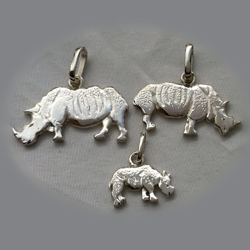 rhinoceros family pendant